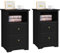 Yaheetech Table de Chevet Lot de 2, Table de Nuit en Bois, 2 Tiroirs, 1 Compartiment, Table d'Appoint, Chambre Salon Bureau Noir