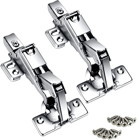 KATUR 2 Piezas 165 Grados Bisagras de Armario, Bisagras de Puertas de Armario de Cocina, Bisagras de Cierre Suave Ocultas Bisagras de Armario Mudas Plegables con Tornillos (Curva Recta Completa)