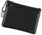 Porte-monnaie en cuir véritable avec triple fermeture éclair et porte-clés, Noir , Pochette à monnaie