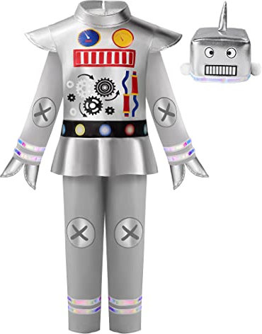 ReliBeauty Déguisement Robot Costume Enfant Garçon Fille pour Halloween Carnaval,100