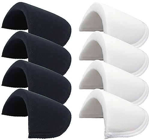 4 Paar Schulterpolster Nähen Schaumstoff Pads Set In Schwamm Schulterpolster Schulterverstärker für Damen Herren Blazer Anzug Mantel Jacke Kleid Kleidung Nähzubehör 2 Paar Weiß & 2 Paar Schwarz