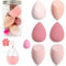 7-teiliges Make-up-Mixer-Schwamm-Set – weicher Beauty-Schwamm-Mixer mit einer Flasche und Eier-Etui-Halter zum Mischen von Foundation, Creme und Puder (rosa + Hartschalen-Dosenverpackung)