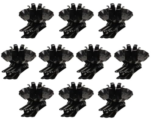 MIJOMA Weihnachtsbaumkerzenhalter Zapfenform Clips, 10 Stück Set - Hochwertige Metall Baumklemmen mit Kugelgelenk - Tropfschutz-Teller inklusive - Zapfen für Weihnachtsbaumkerzen (Schwarz)