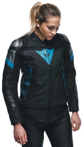 Dainese Avro 5 Damen Motorrad Lederjacke, schwarz/blau, 40