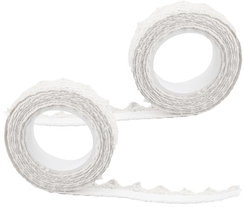 Vanyibro Lot de 2 rubans en dentelle vintage auto-adhésifs polyvalents pour travaux manuels, mariages, boîtes cadeaux et projets de bricolage (blanc)