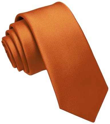 JEMYGINS Krawatte schmale Krawatten für Herren seide Hochzeit Schlips Orange 2