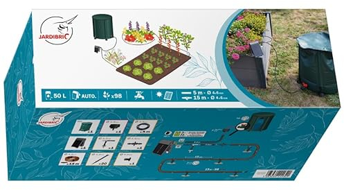Jardibric - Kit d'Arrosage Goutte à Goutte avec Pompe Solaire Programmable et Réserve d'Eau 50L - Solution Autonome pour un Arrosage Économique et Écologique