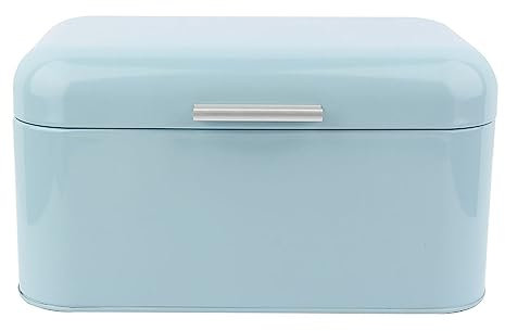 MINGZHE Solid Color Retro Metal Bread Bin Box Kitchen Storage Container Metal Bread Bin Box Large Capacity Kitchen Storage Container for Your Kitchen Counter (Blue)