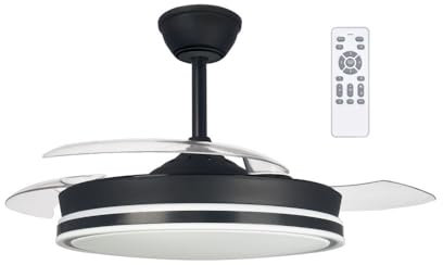 wonderlamp - Ventilador LED aspas plegables Surpino Negro 45W con Memoria de encendido y Mando a distancia CCT Regulable