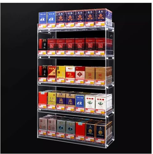exproyzk Zigaretten Vitrine Vitrine für Süßigkeiten Kommerzielles Einzelhandelsregal, Zusammengebauter Vitrinenorganisator für Laden, 5 Schichten (Farbe : klar, Größe : 64x6x61.5cm)