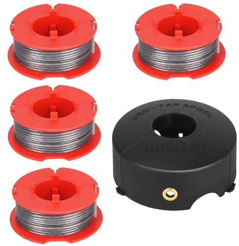 Eyoloty Automatische Fadenspule F016800175 passend für Bosch Art 23 26 30 Combitrim/Easytrim Rasentrimmer,Länge 8 M Ø 1,6 mm und Spulen-Basisabdeckung F016L71088 (4 Spulen+1 Kappe)