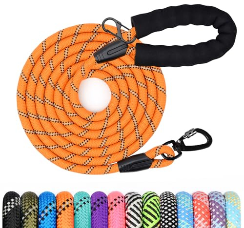 Longe pour Chien, 1,2M/ 1,5M/ 2M/ 3M/ 5M/ 10M/ 15M/ 20M/ 30M Laisse de Dressage pour Chien, Long Laisse avec Poignée Rembourrée pour Petits, Moyens et Grands Chiens