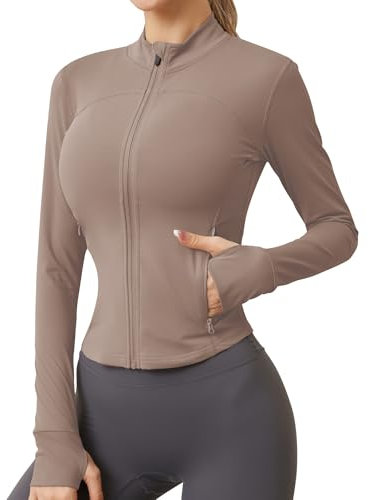 IECCP Sportjacke Damen Laufjacke Leicht Fitness Sport Oberteile Sportkleidung Frauen Langarm Gym Yoga Trainingsjacke Dünne Jacke Outfit Shirt Top mit Daumenloch Haiyueyan S