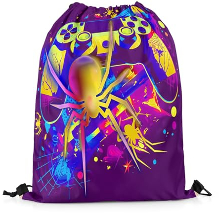 Spiel Gaming Draw String Back Bag Moderne Videospiel String Rucksack Gotische Spinne Drawstring Rucksack Blau Gelb Lila Drawstring Taschen Mode Halloween Dekor