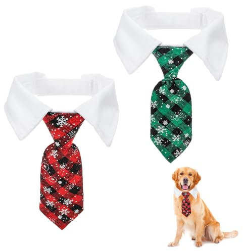 GEEHUA 2 Stück Fliege für Hunde und Katzen, Verstellbares 28-36CM Weihnachtsfliege für Katzen und Hunde Weihnachts Katzenhalsband Fliege mit Hemdkragen Kätzchen Welpen