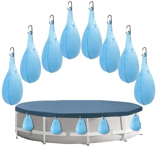 Gewichtsbeutel für Pool, Wasserbeutel für Pool, 8 x Wassergewichte für Pool, mit Haken, dicke Abdeckplane für Pool, Frostschutzmittel aus PVC, für den Winter, Gewichte, Pi-Verschluss