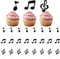 Music Notes Cupcake Toppers, 24 PCS Music Cupcake Toppers Black Glitter Musical Symbol Cupcake Picks for Rock Music Notes Cupcake Topper Sticks for Baby Shower Concert Music Themed Party Decorations