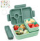 Bugucat Brotdose Kinder mit Fächern 1300ML 3PCS, Lunchbox Kinder Auslaufsicher mit 4 Fächern, Bento Box Lunch Box mit Fächern für Erwachsene, Frühstücksbox Vesperdose für Jungen&Mädchen Dunkelgrün