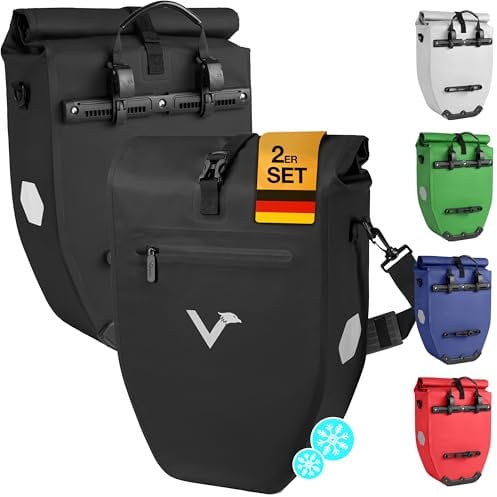 Valkental® Große & wasserdichte Gepäckträgertasche mit Kühlfunktion | Isolierende Fahrradtasche für Gepäckträger mit Reflektoren | Abschließbare Radtasche | Inkl. Umhängegurt