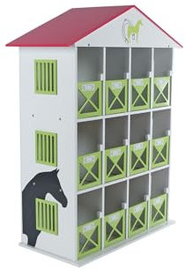 Kids Globe Horses Pferdehotel (bietet Platz für 12 Pferde, Maßstab 1:24, Pferdehotel, Kinder Bauernhof Zubehör, Spielzeug Bauernhof, Pferde Spielzeug) 610308