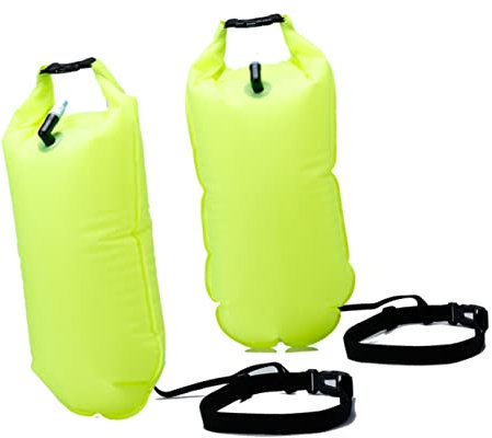 Abaodam Schwimmboje für Freiwasserschwimmer Aufblasbare Sicherheitsboje mit Verstellbarem Gürtel Leicht für Triathleten Schnorchler und Surfer Neon-gelb