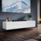 ELEGANT Floating TV Stand Cabinet Unit with Pull-Down Door, High Gloss White TV Cabinet with Large Storage Shelves, Modern Wall Mounted TV Cabinets for Living Room, Bedroom 1600x400x300mm
