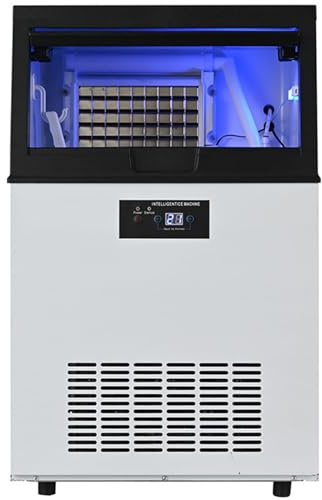 SHENGSHIYU Machine à Glaçons Commerciale 100 kg/24 h Appareil de Préparation de Glaçons 78 Bacs à Glaçons Capacité de Stockage 15 kg,Machine à Glaçons Electrique pour Maison Restaurant Bar