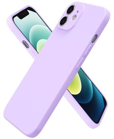 oakxco for iPhone 12 Case Silicone, Ultra Slim Thin Phone Case for Women Girls, Plain Solid Color Minimalist Aesthetic Cute Girly Design, Soft Rubber Gel TPU with Camera Cover, Purple Lavender