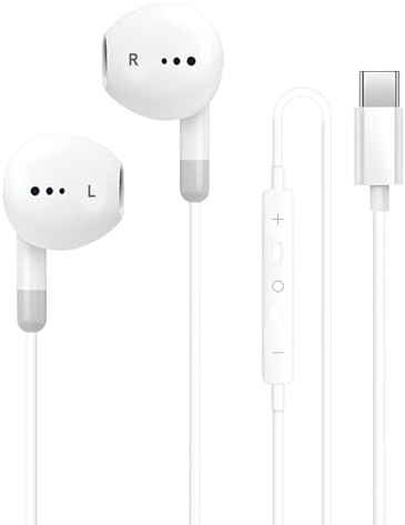 ASENTER USB C Headphones Earphones Earbuds Wired Noise Isolating with Built-in Microphon Volume Control HiFi Stereo In-Ear Plug in Headset Compatible with iPhone 15/16 Pro Max/16 Plus/S23/S24