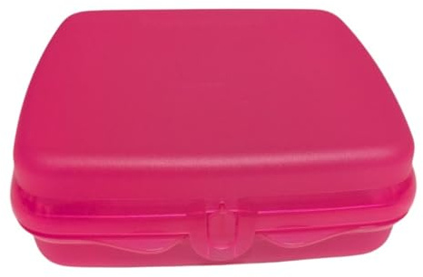 Tupperware Sandwichera Caja de almacenamiento cuadrada con bisagra y cierre (rosa)