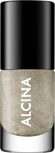 ALCINA Nail Color metallic moon - 1 x 5 ml - Einfaches, streifenfreies Auftragen - Brillante, intensiv deckende & langanhaltende Nägel - Grünlicher Nagellack mit Glitzerpartikeln - Metallic-Finish
