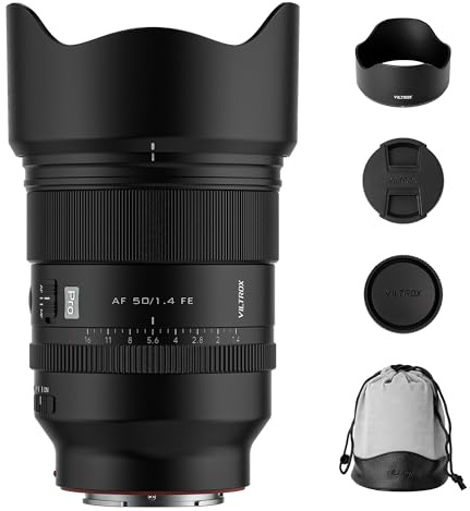 VILTROX AF 50mm F1.4 Pro FE Objetivo para Montura Sony E, 50mm f/1.4 Gran Apertura Motor HyperVCM Enfoque automático fotograma Completo Lente Compatible con Sony a7IV a7RV a9II a7CII ZVE1 a6700 a6400