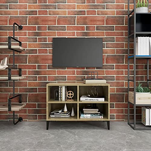 Tonture Mobile TV Sonoma, 69,5 x 30 x 50 cm, console multimediale a 4 scomparti, gambe in metallo resistente, mobili da soggiorno, moderno centro intrattenimento