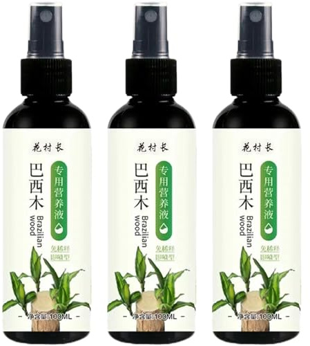Lot de 3 engrais liquide pour plantes en bois brésilien de 100 ml – Engrais pour plantes d'intérieur pour d'intérieur en bambou porte-bonheur, succulentes Pothos