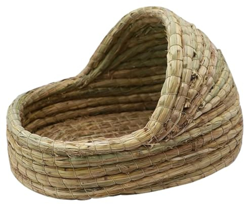 VICASKY Nid Tissé pour Hamster en Paille Naturelle, Maison pour Gerbilles, Garde Chaud en Hiver, Facile à Nettoyer, Lit Confortable pour Petits Animaux, Décoration de Jardin