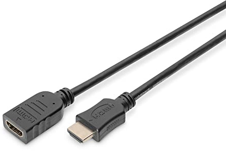 DIGITUS HDMI Verlängerungskabel – 2 m – UltraHD 4k 60Hz – HDMI 2.1 | HDMI-Stecker auf Buchse – Ethernetkanal – Vergoldete Kontakte – Für TV, Beamer, Monitor, Spielekonsolen, PC – Schwarz