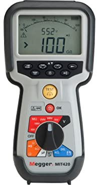 MEGGER MIT420-EN Insulation Tester, 200 Gigaohms Resistance, 50V, 100V, 250V, 500V, 1000V Test Voltage
