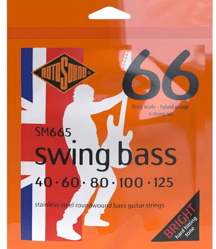 Rotosound SM665 Nickel Hybrid Gauge Roundwound Bass Strings (40 60 80 100 125)