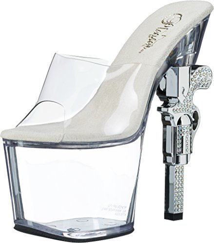 Pleaser REVOLVER-712, Damen Plateau Sandalen, Transparent (Transparent (Clr/Clr)), 42 EU (9 Damen UK)