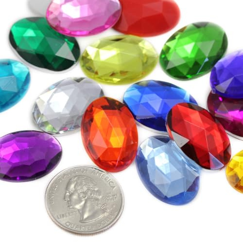 25 x 18 mm colori assortiti piatto posteriore in acrilico ovale gioielli Pro grade – 72 pezzi
