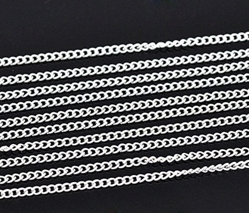 Pack of 5 Metre Silver Plated 3mm x 2.2mm Open Curb Link Chain for Jewellery Making Crafts, Scrapbooking or Cardmaking