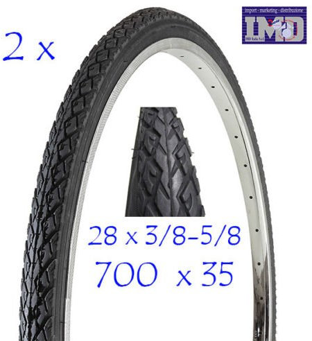 Offre-Pneu de vélo 2 x 28 x 5 1/8-1 3/8 (700 x 35 Idéal VTC vélo Femme Noir Homme