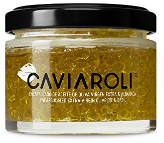 Caviaroli - Encapsulado de Aceite de Oliva Virgen Extra con con Aroma de Albahaca - Perlas de Aceite Gourmet para Aliño o Decoración - 50 g