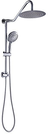 Sarlai Shower Head Combo - Dual Rainfall & Handheld, Stainless Steel 10 Inch, 5-Setting Sprayer, Chrome Finish