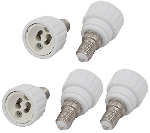 sourcing map 5 Stück E14 auf GU10 Extender Adapter Konverter Lampe Lampenfassung Halter Weiß