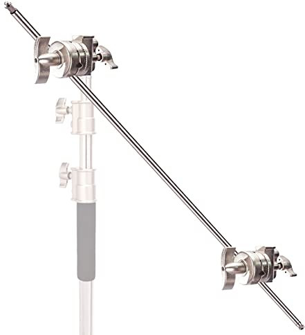 BOLLUMA Pro Heavy Duty C Stand Boom Arm with 2X Grip Heads, 127cm Extension Grip Arm Boom Arm for Photo Studio Video Photography Tripod, Monolight, Reflector