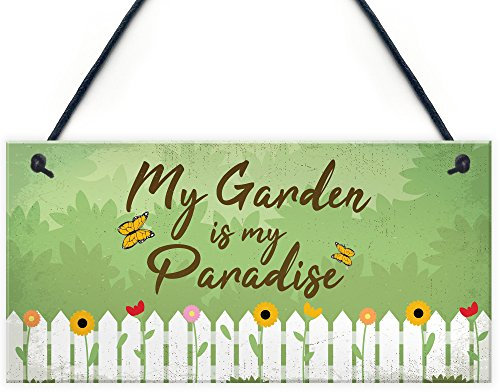 Red Ocean Paradise Garden Hanging Sign Garden Shed Summer House Plaque NAN Gifts for Her