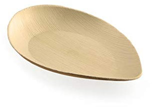 Mank Teller aus Palmblatt oval 230 x h33 mm 20 Stück – Nachhaltige Einwegteller biologisch abbaubar robust & stilvoll für Party Buffet Event & Catering