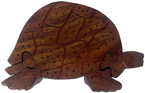 Purpledip Magische Holzpuzzle Schildkröte Box Go Slow, handgefertigt, mysteriöse Andenken-Box (11967)