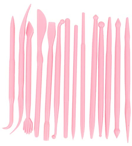 14pcs Pottery Clay Tools Set with Plastic Case Modeling Pottery Sculpting Tools Kits for Shaping(Pink)